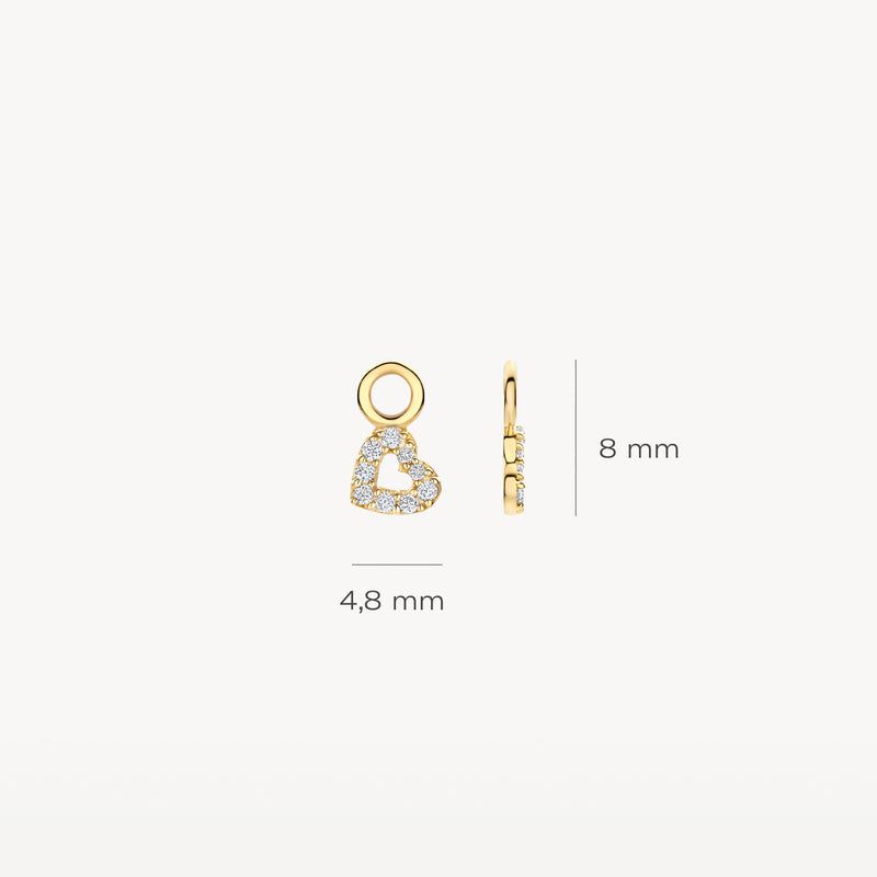 Hart-vormige oorbedels met zirkonia 14k goud