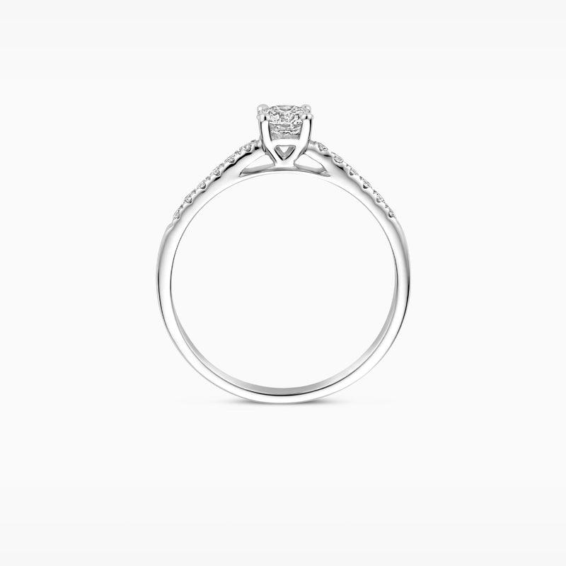 14k witgouden ring met Lab Diamonds en fijne zetting van gerecycled goud.