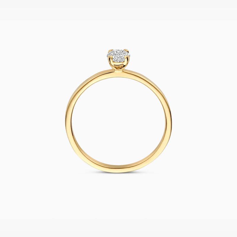 14k geelgouden solitair ring met ronde labdiamantring.