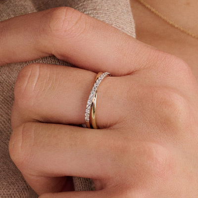 Bague avec diamants synthetiques LG1053B - 14k Or blanc et jaune