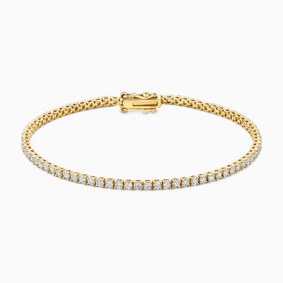 14k geelgouden armband met ronde lab diamonds en fijne sluiting van gerecycled goud.