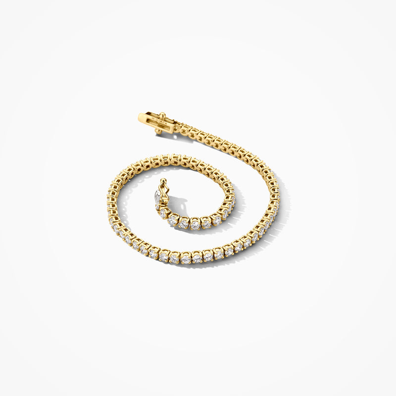 Lab diamanten armband van 14k geelgoud met gerecyclede materialen en ronde zetting.