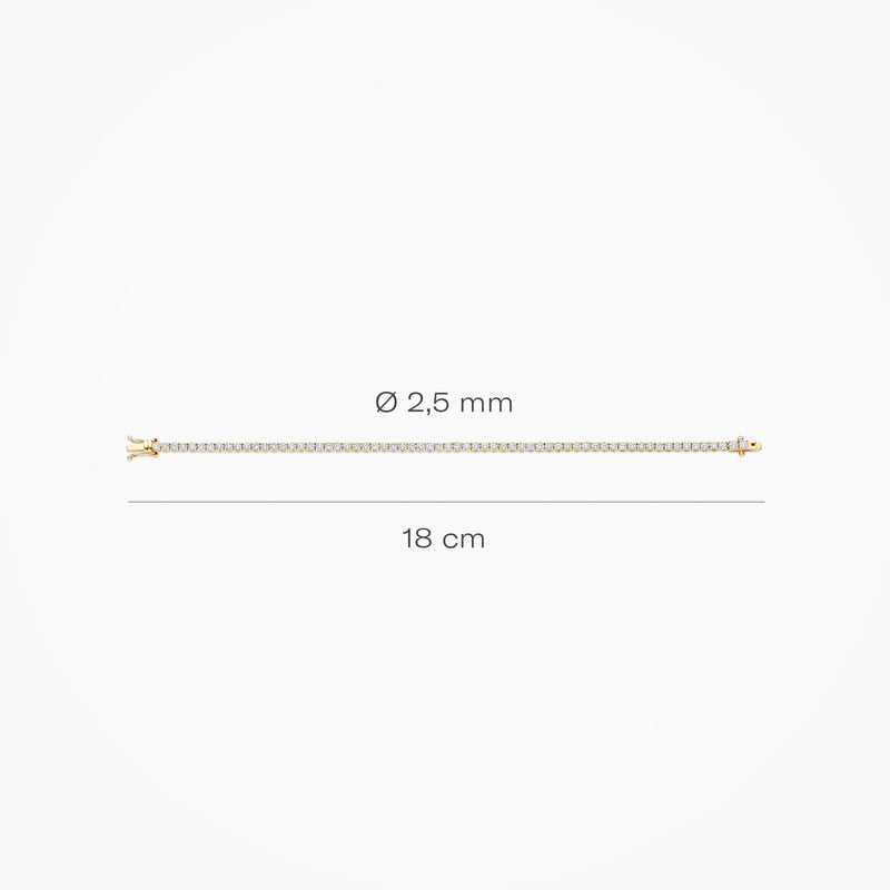 Zachte 14k geelgouden armband met delicate schakels, 18 cm lang, 2,5 mm breed.