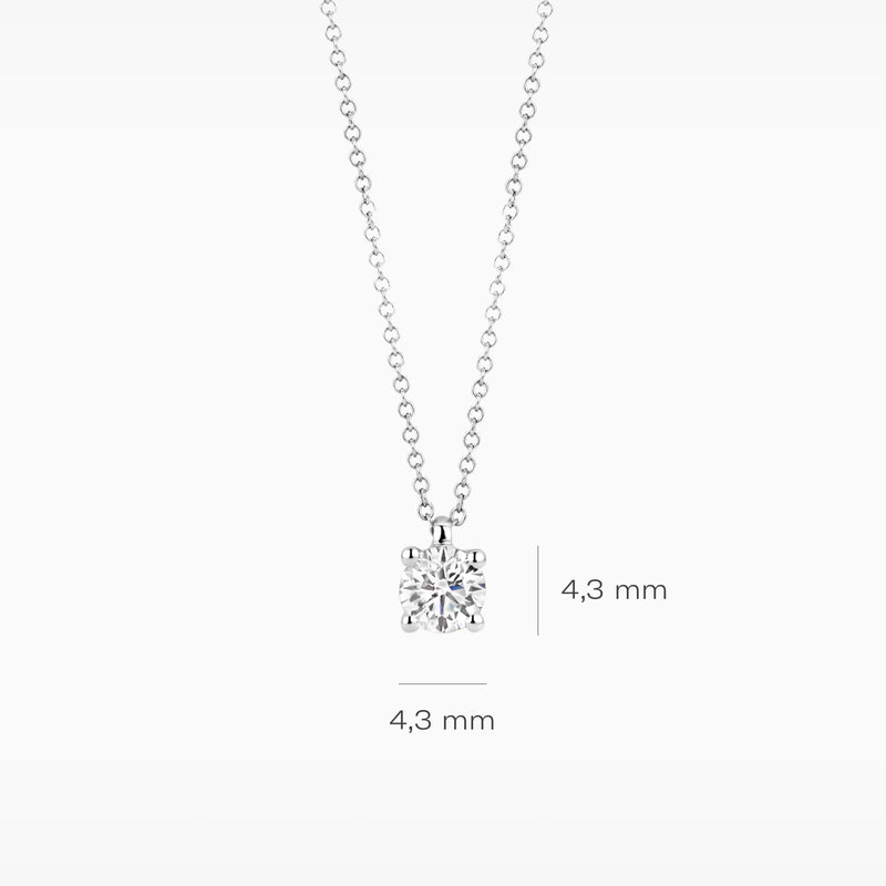 14k wit goud lab diamant collier met 4,3 mm vierkante diamant hanger.