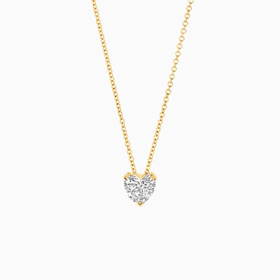 14k geelgouden collier met hartvormige Lab Diamond en fijne schakels.
