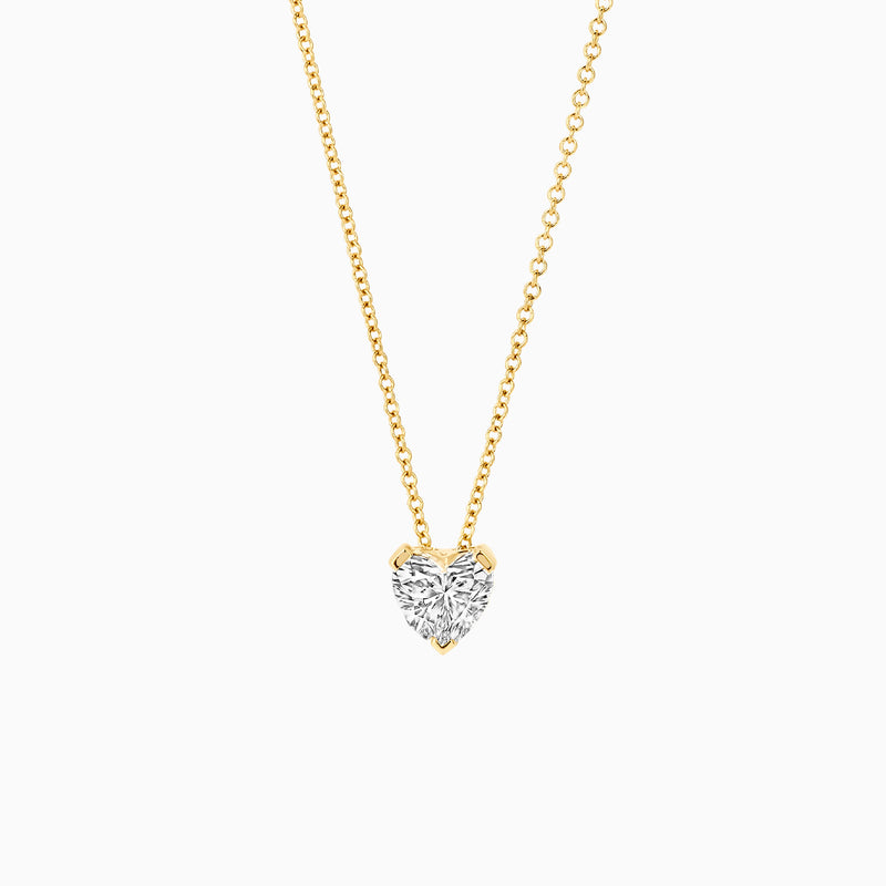 14k geelgouden collier met hartvormige Lab Diamond en fijne schakels.