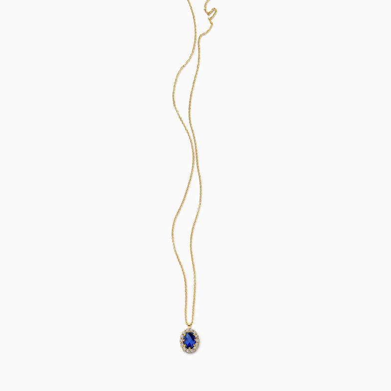 14ct yellow gold Necklace with Lab Grown Diamond pendant, side view.