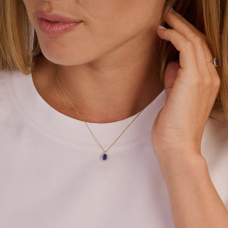 14ct gold Lab Grown Diamond ring and Necklace, styled together.