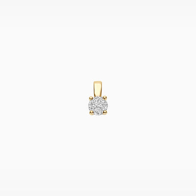14k geelgouden hanger met solitaire Lab Diamond en gerecycled goud.