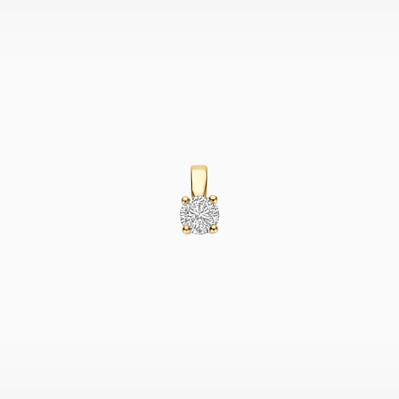 14k geelgouden hanger met solitaire Lab Diamond en gerecycled goud.