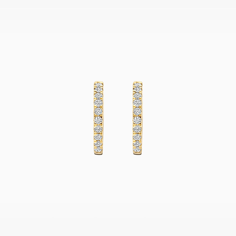 14k geelgouden oorringen met rij Lab Diamonds en gerecycled goud.