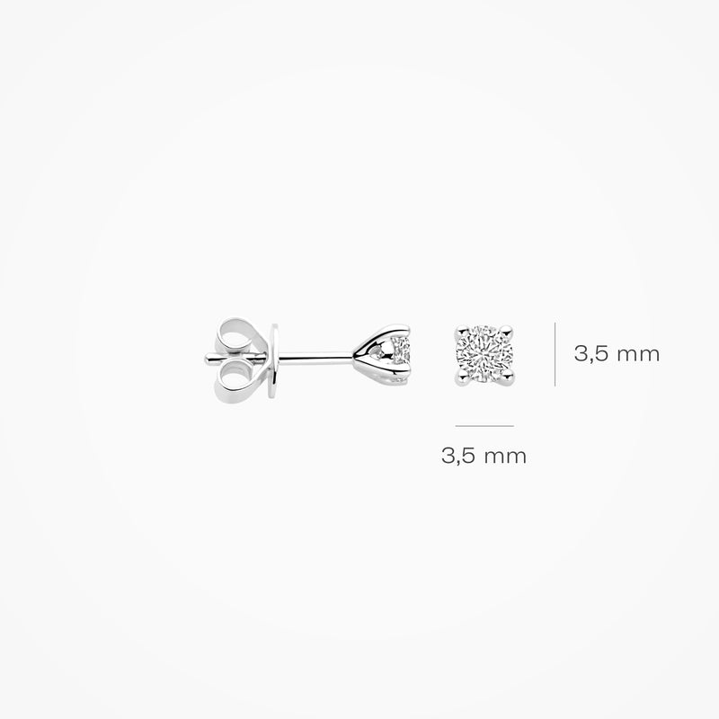 Lab Diamonds oorstekers 14k witgoud met vierkante geslepen diamant 3,5 mm.