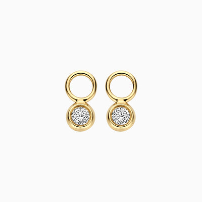 14k geelgouden oorbel bedels met fonkelende Lab Diamonds en gerecycled goud.