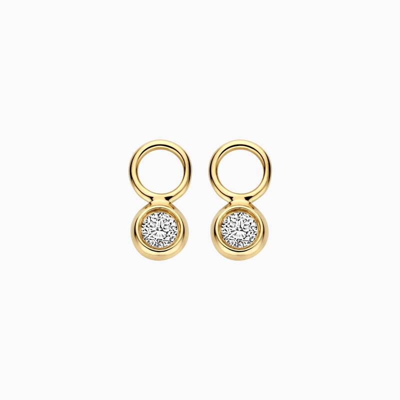14k geelgouden oorbel bedels met fonkelende Lab Diamonds en gerecycled goud.