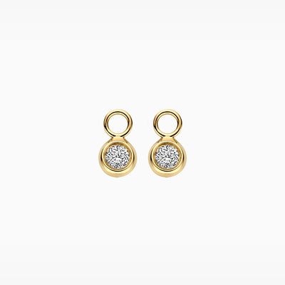 Lab Diamonds oorbel bedels van 14k geel goud met ronde diamantaccenten, gerecycled goud.