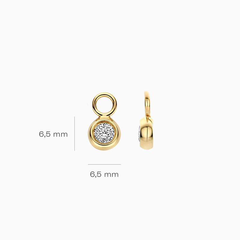 Lab Diamonds oorbel bedel van 14k geelgoud met ronde diamant en gerecycled goud, 6,5 mm.