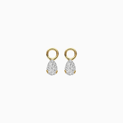 14k geelgouden oorbel bedels met druppelvormige Lab Diamonds en gerecycled goud.