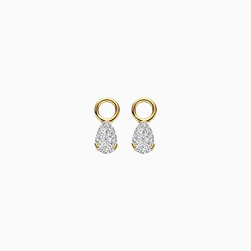 14k geelgouden oorbel bedels met druppelvormige Lab Diamonds en gerecycled goud.
