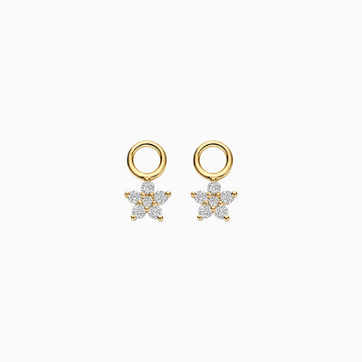 14k geelgouden oorbel bedels met stervormige Lab Diamonds en gerecycled goud.
