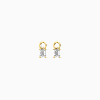 Oorbel bedels van 14k geel goud met rechthoekige Lab Diamonds diamant.