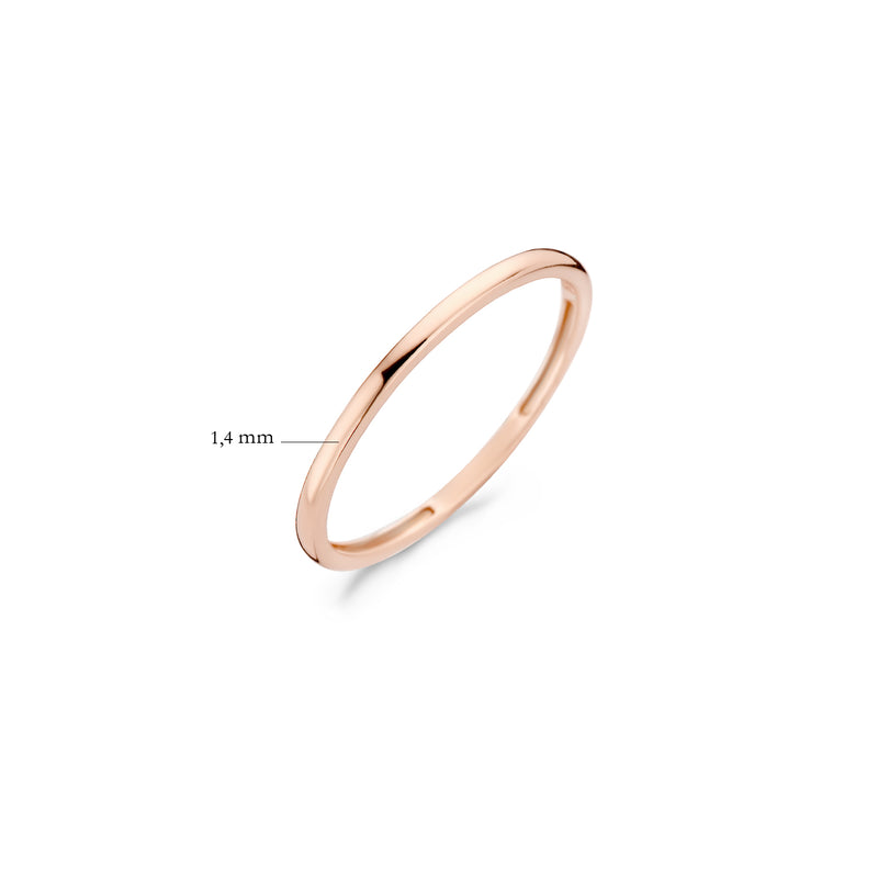 Dunne ring van 14 Rosé goud met 1,4 mm breedte, fijne aanschuifring.
