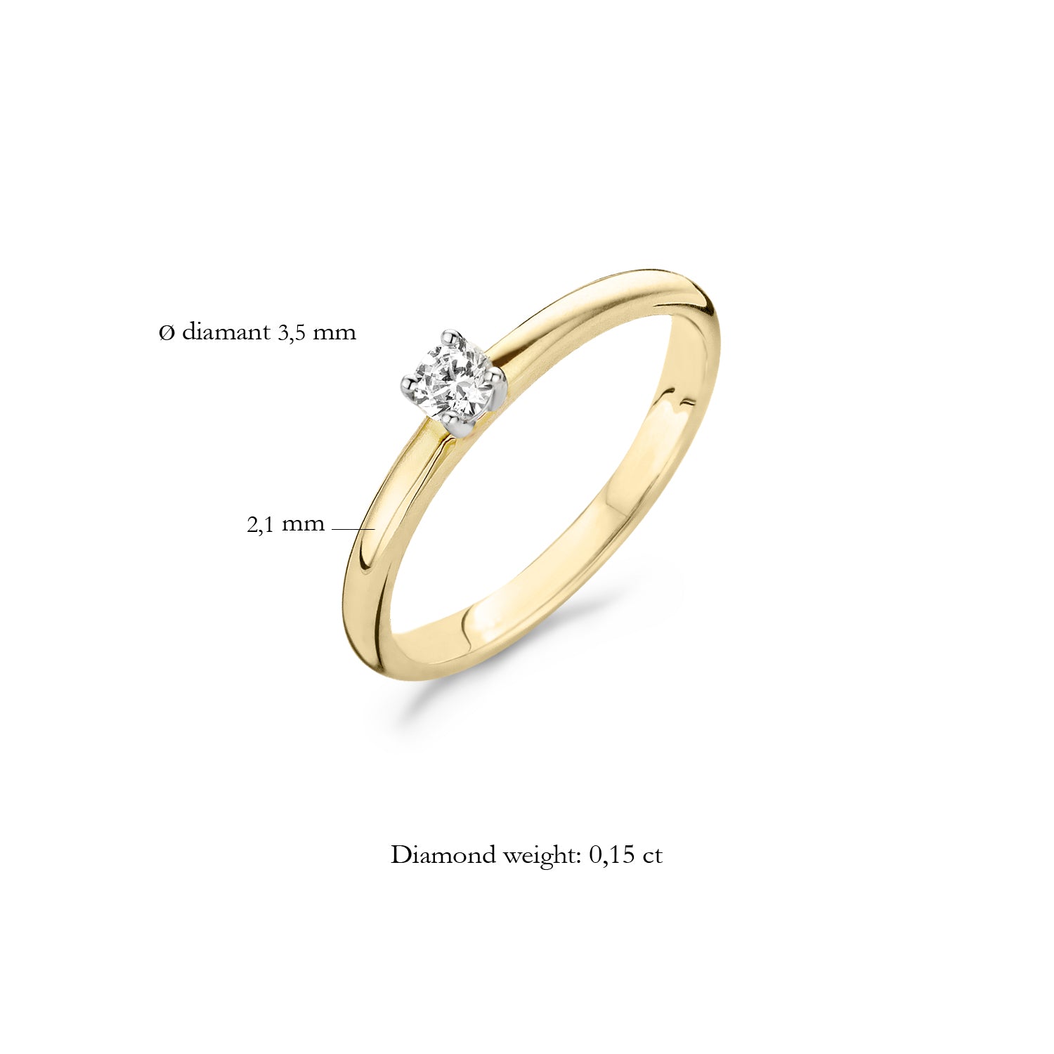 Ring 1603BDI - 14k Geel en Wit Goud met Diamant