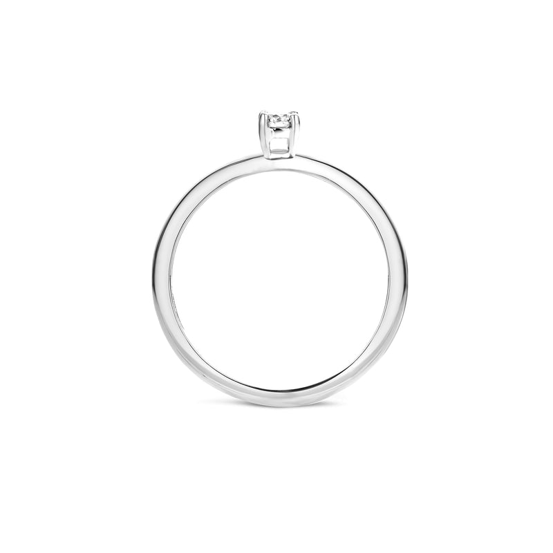 14k wit gouden solitair ring met ronde diamant en minimalistisch ontwerp.