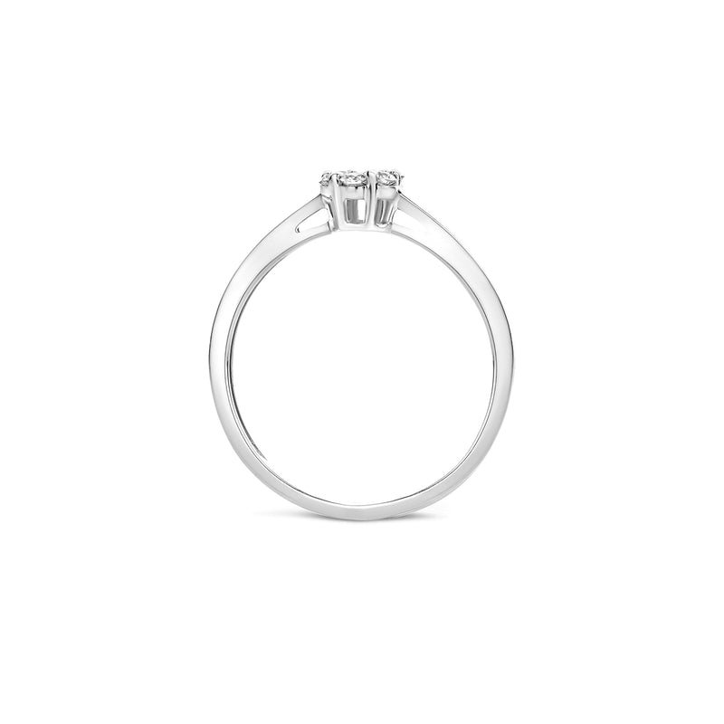 14k wit gouden ring met solitaire diamant en verfijnde band.