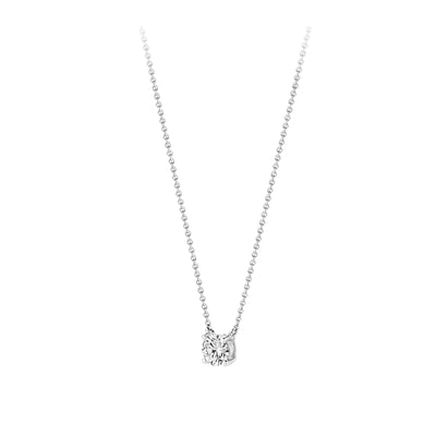 14k wit gouden collier met fonkelende zirkonia hanger en fijne ketting.