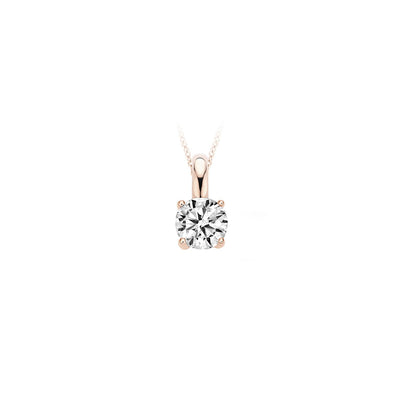 14k rosé goud hanger met solitaire zirkonia aan fijne ketting.