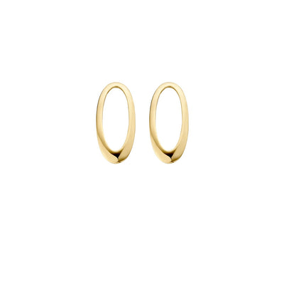 14k goud ovale oorbellen met glanzende afwerking en afgeronde randen.