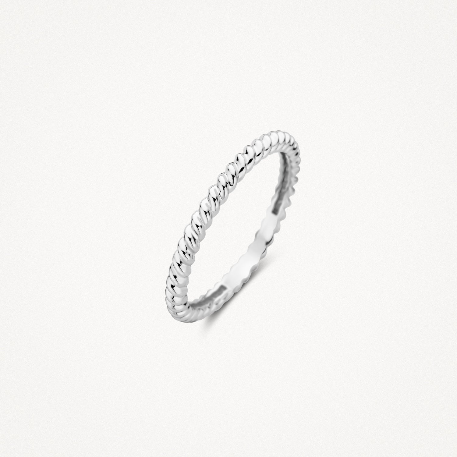 Ring met gedraaid motief, 14k wit goud