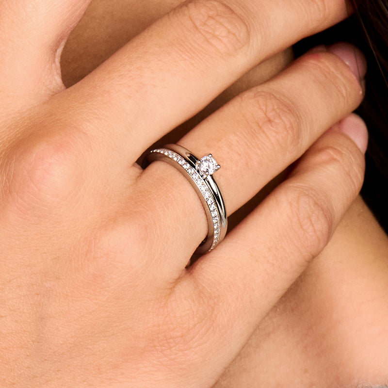 Ring zirkonia pavé zetting 14k witgoud