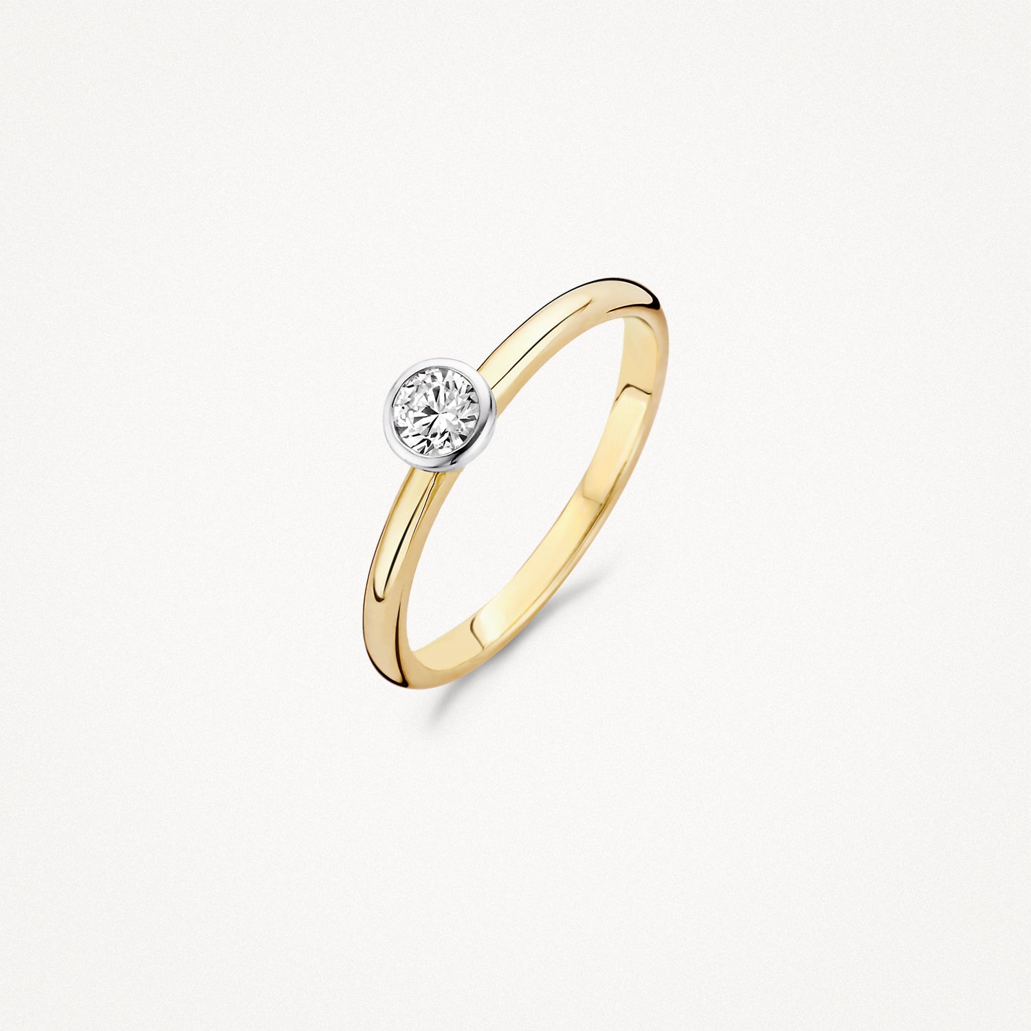 Ring met ⌀ 5 mm zirkonia in 14k bicolor goud