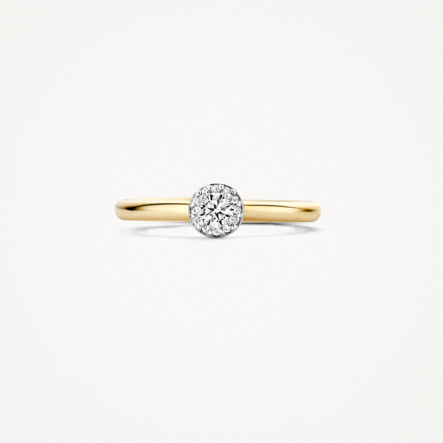 Ring met ⌀ 5,5 mm zirkonia in 14k bicolor goud