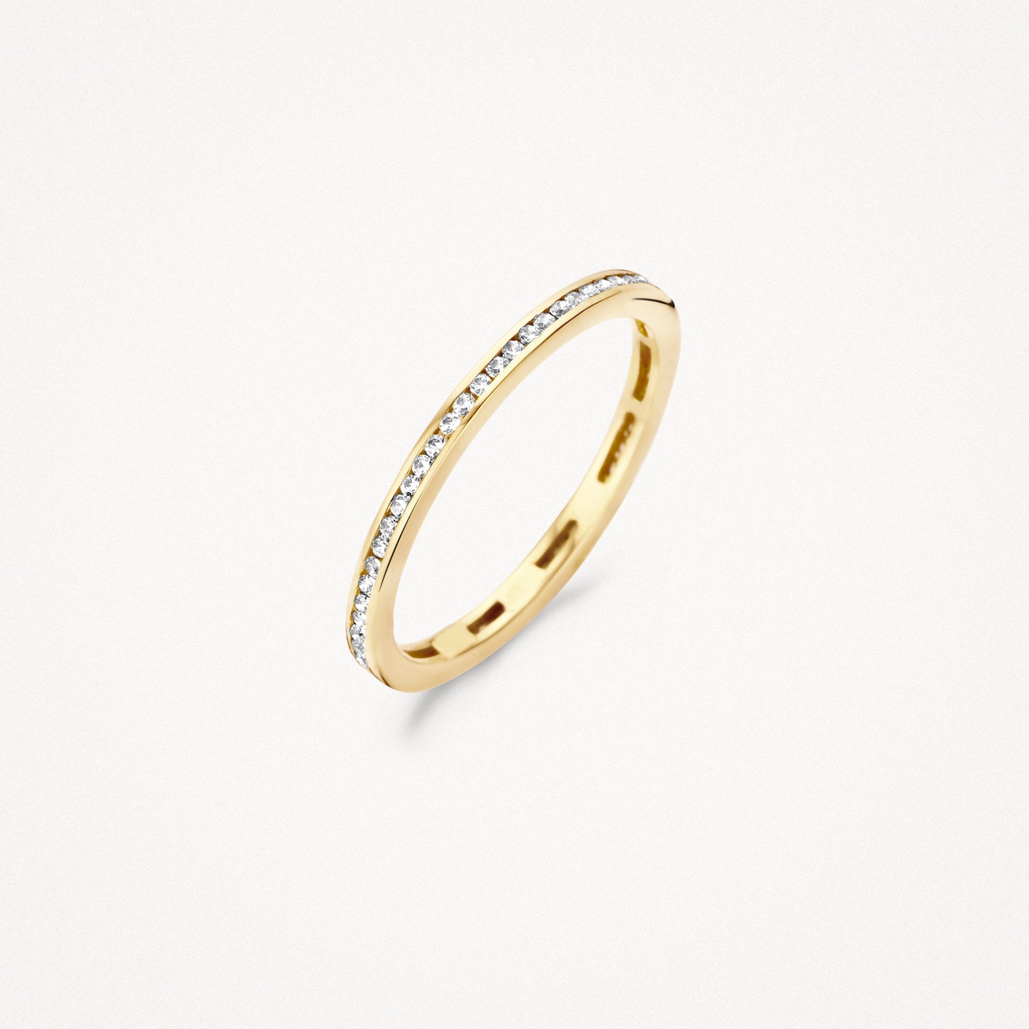 Ring met zirkonia's in rail zetting 14k goud