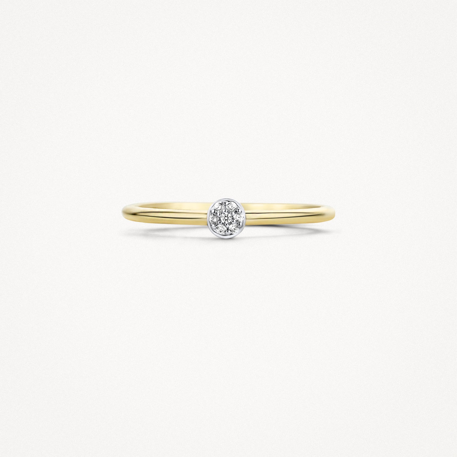 Ring zirkonia in gladomzetting 14k bicolor goud