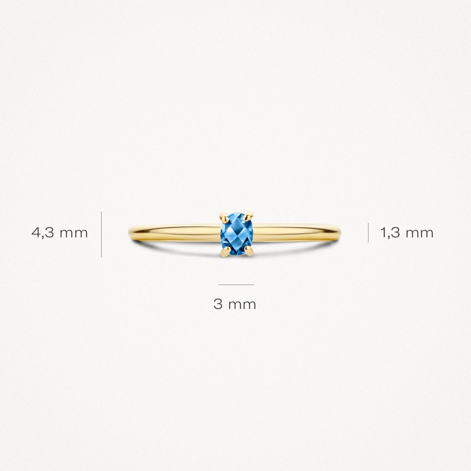 Ring 1204YLB - 585er Gelbgold mit blauem Topas
