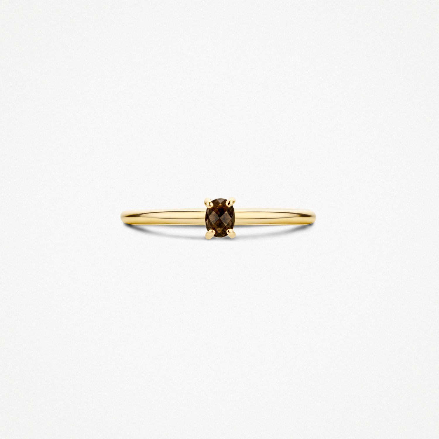 Ring met ovaalvormige Smokey Quartz 14k goud