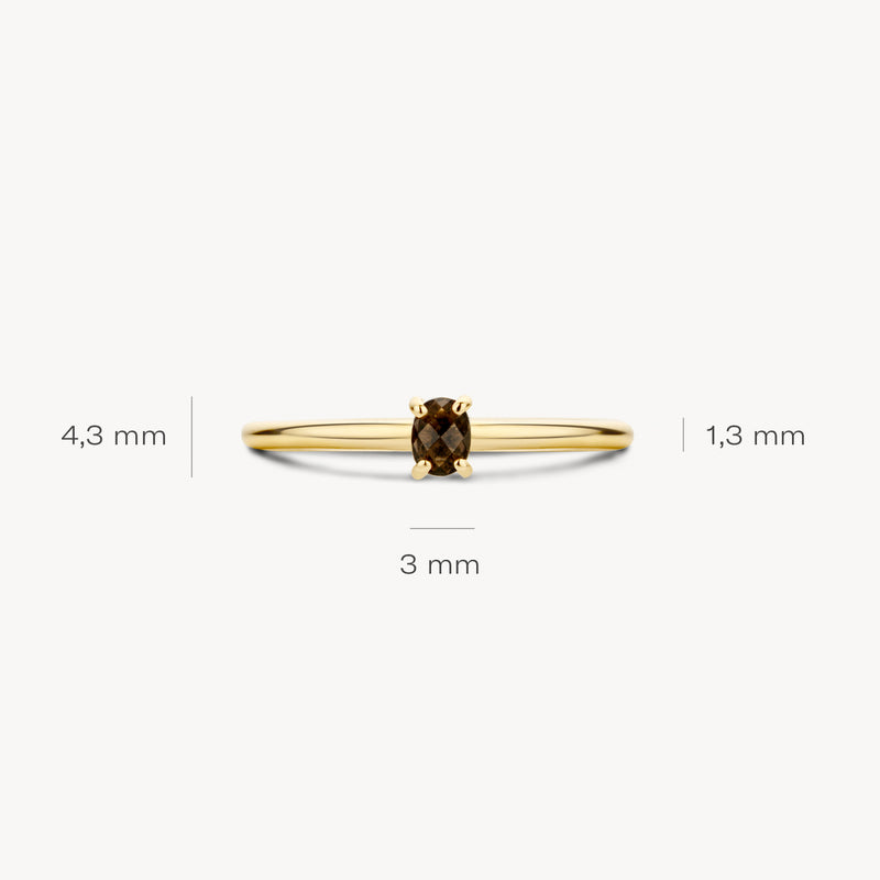 Ring 1204YSQ - 14k Yellow gold with Smokey Quartz
