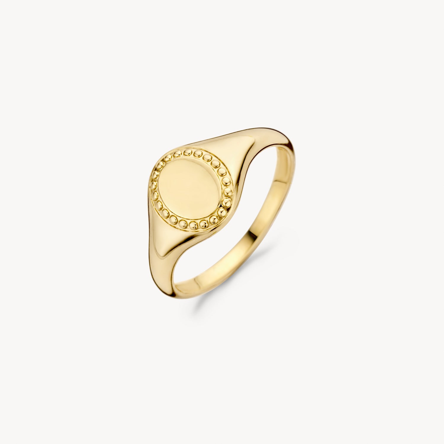 Zegelring met bolletjesmotief 14k goud