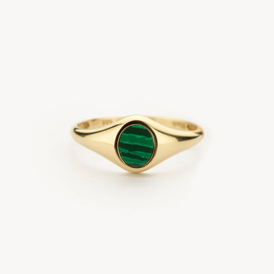 Ring 1219YMA - 14k Yellow gold with Malachite