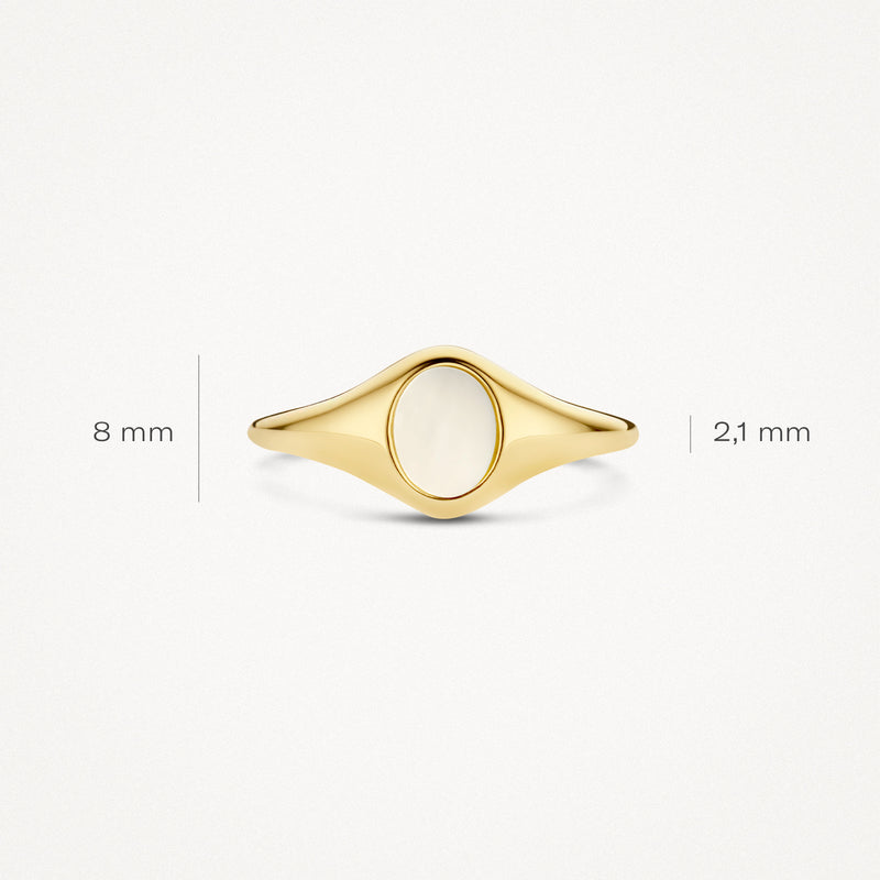 Signet ring 1219YMP - 14k Yellow gold with Mother of Pearl