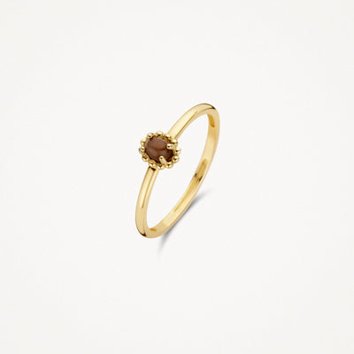 Ring 1225YCB - 14k Yellowgold with brown cat's eye