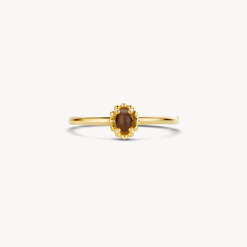 Ring 1225YCB - 14k Yellowgold with brown cat's eye