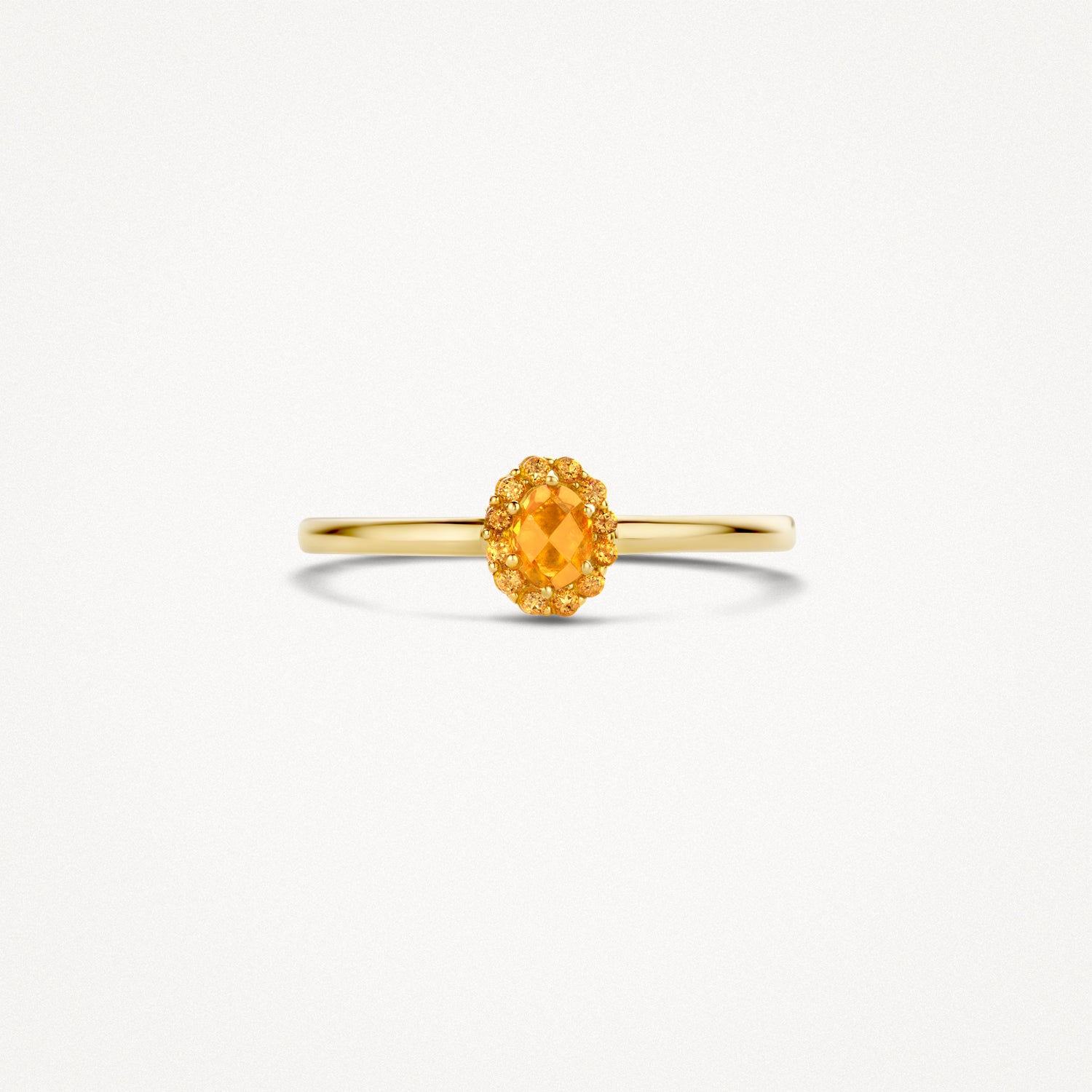 Ring met Citrien in Pavé zetting 14k goud
