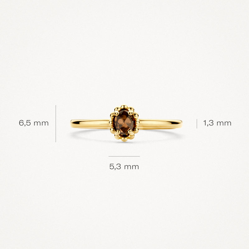Ring 1227YSQ - 14k Yellow gold with Smokey quartz
