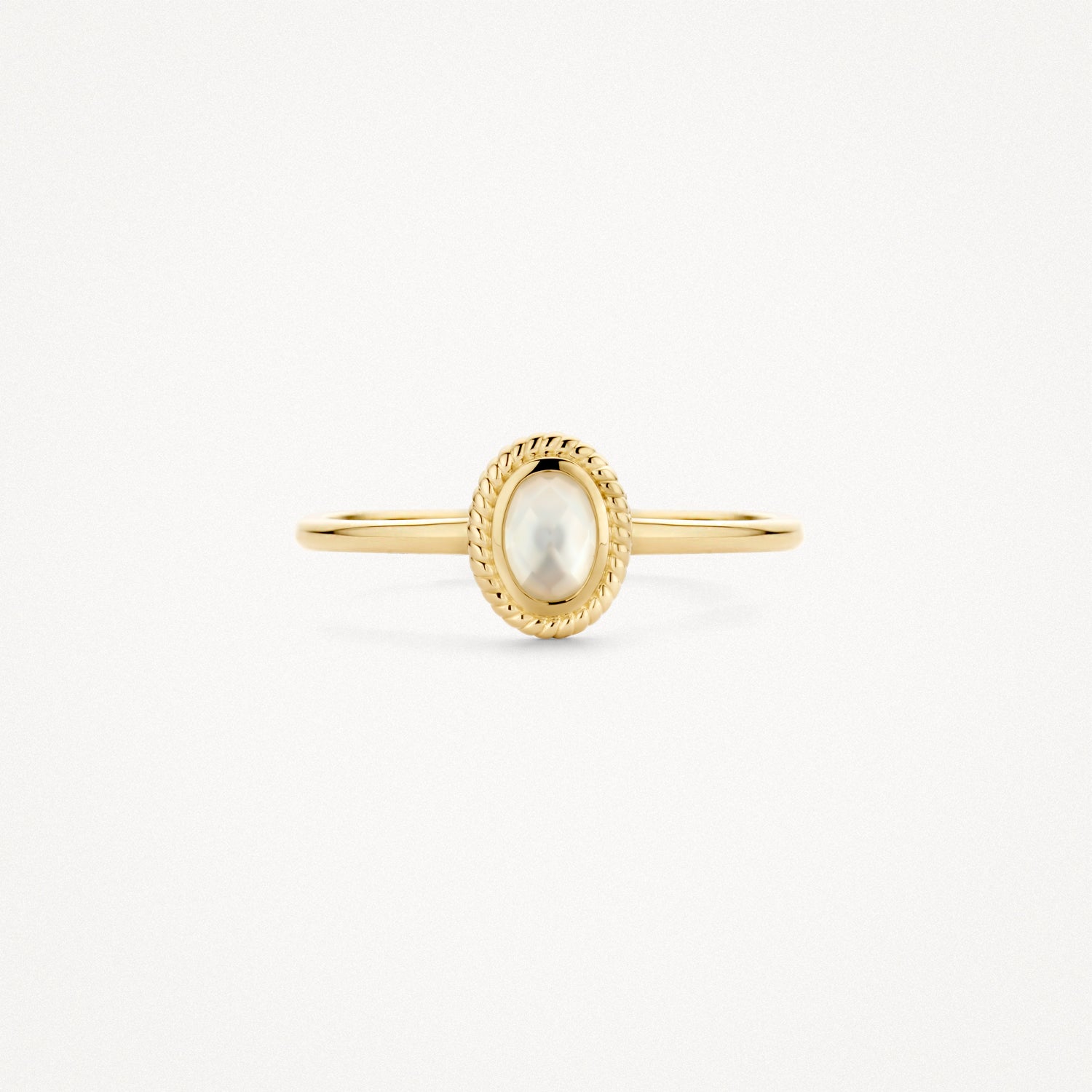 Ring 1239YMQ - 14k Yellow gold with mother of Pearl and pure quartz