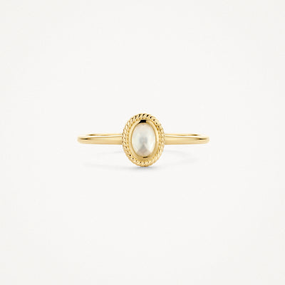 Ring 1239YMQ - 14k Yellow gold with mother of Pearl and pure quartz