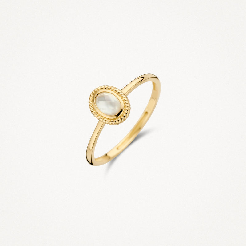 Ring 1239YMQ - 14k Yellow gold with mother of Pearl and pure quartz